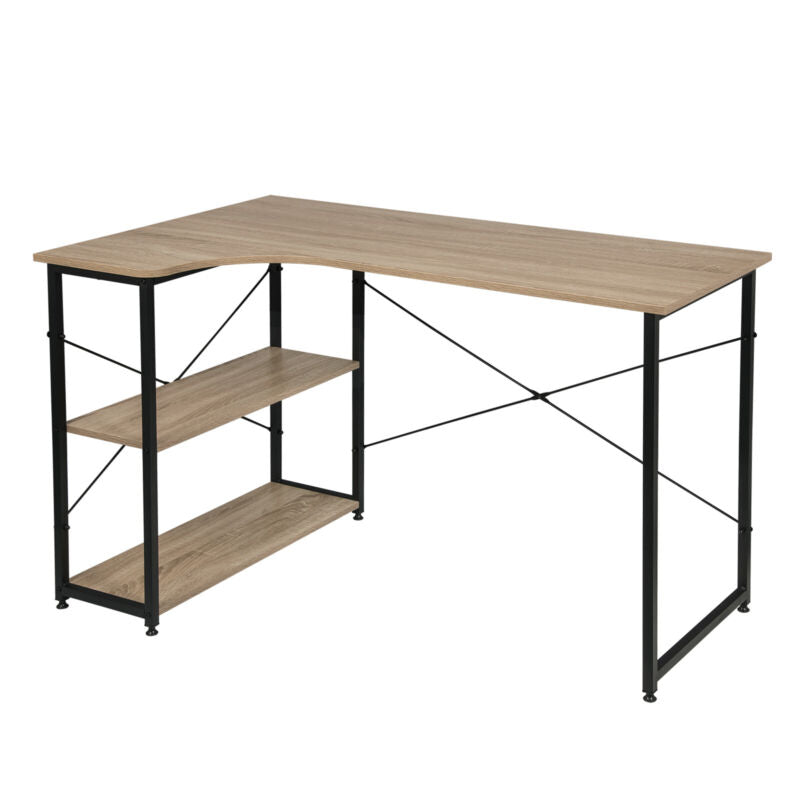 Corner Computer Desk with Shelves L-shaped Writing Study Table Workstation Home