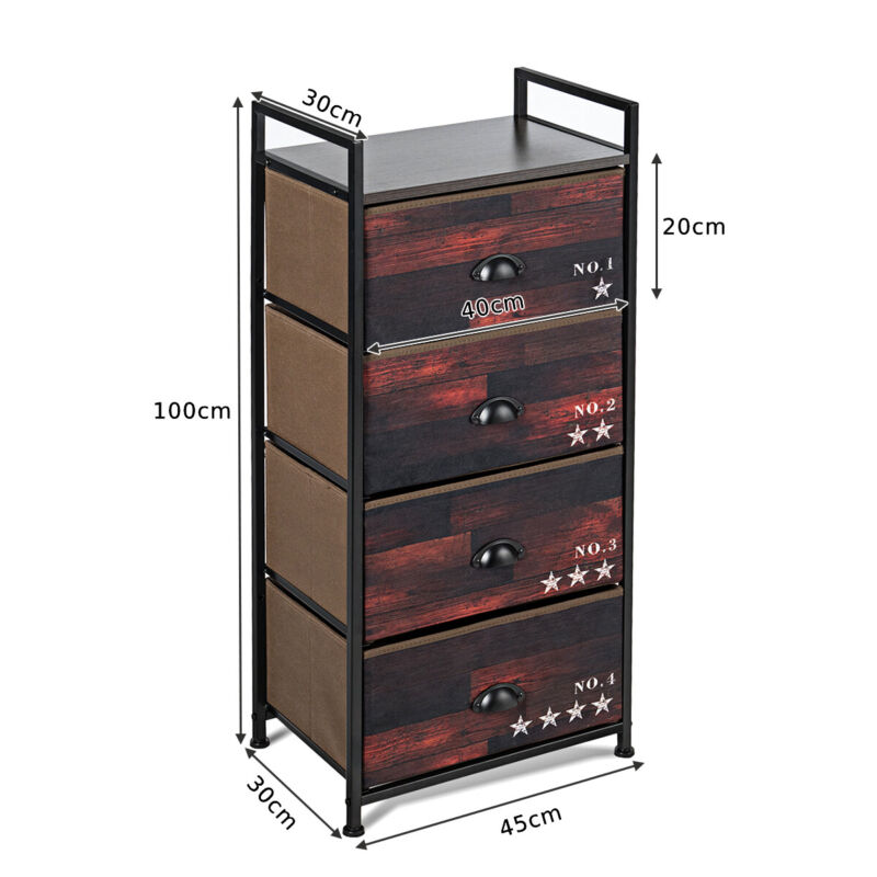 4 Drawer Fabric Dresser Tower Vertical Storage Chest Organizer Unit Steel Frame