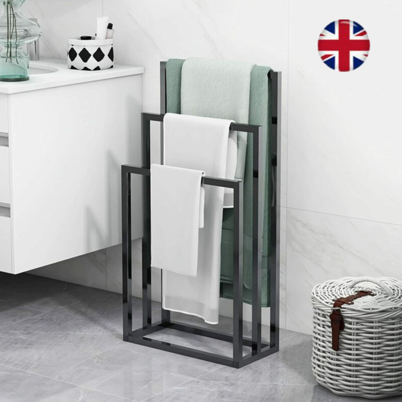 Bath 3 Tier Towel Rack Metal Freestanding Towel Bar Holder Clothes Dry Quildinc