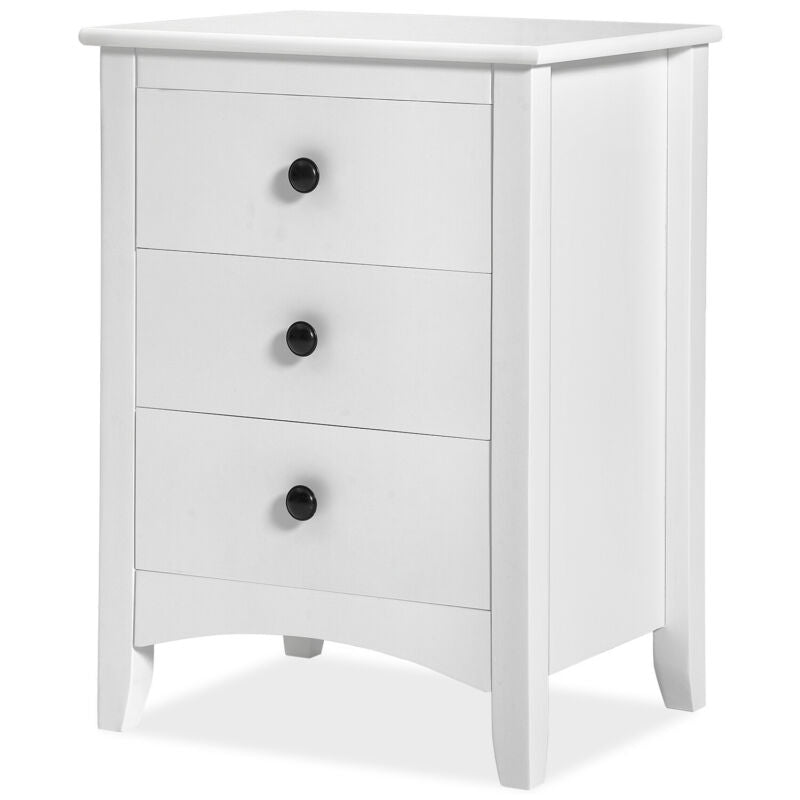 Bedside Table Cabinet Modern Chest of Drawers White 3 Drawer Bedroom Furniture