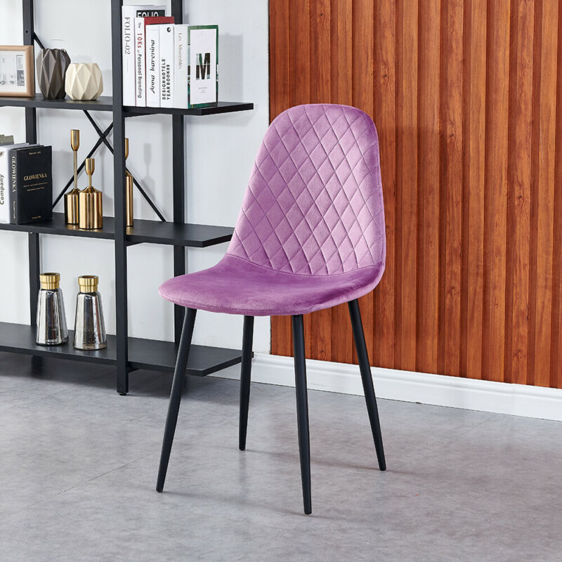Set of 4 Velvet Dining Chairs Side Chair Metal Legs Dining Room Living Room Home