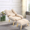 Upholstered Velvet Single Sleeper Sofa Recliner Home Cinema Armchair with Stool
