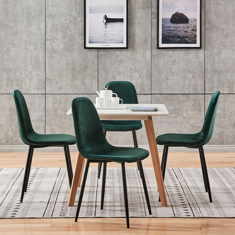 Set of 4 Velvet Dining Chairs Side Chairs Metal Legs Living Room Home Office BN