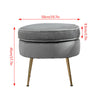 Modern Grey Velvet Footstool Ottoman Stool Round Metal Legs Living Room Office