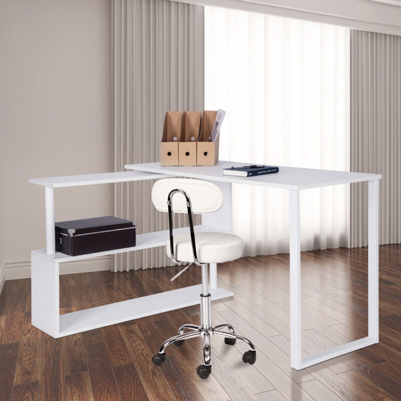 Corner Computer Desk L-Shaped with Swive Shelves Laptop Table Workstation Home