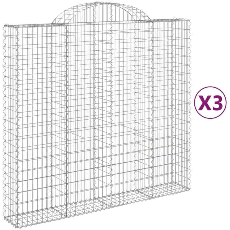 Arched Gabion Baskets 3 pcs 200x50x180/200 Galvanised Q5Q7