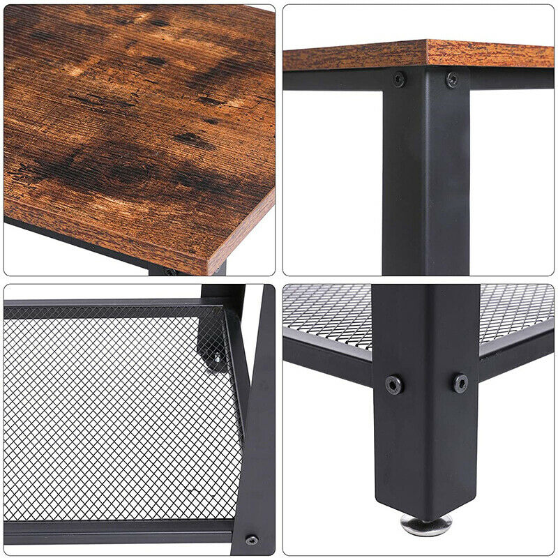 3-Tier Shelf Rack Industrial Shoe Bench With Storage Rustic Metal Shoe Storage