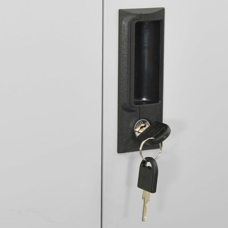 Office Cabinet Light Grey 90x40x180 Steel and Tempered Glass Y7X4