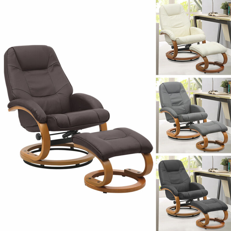 103.5cm High Back PU Leather Recliner Armchair with Footstool – Living and  Home