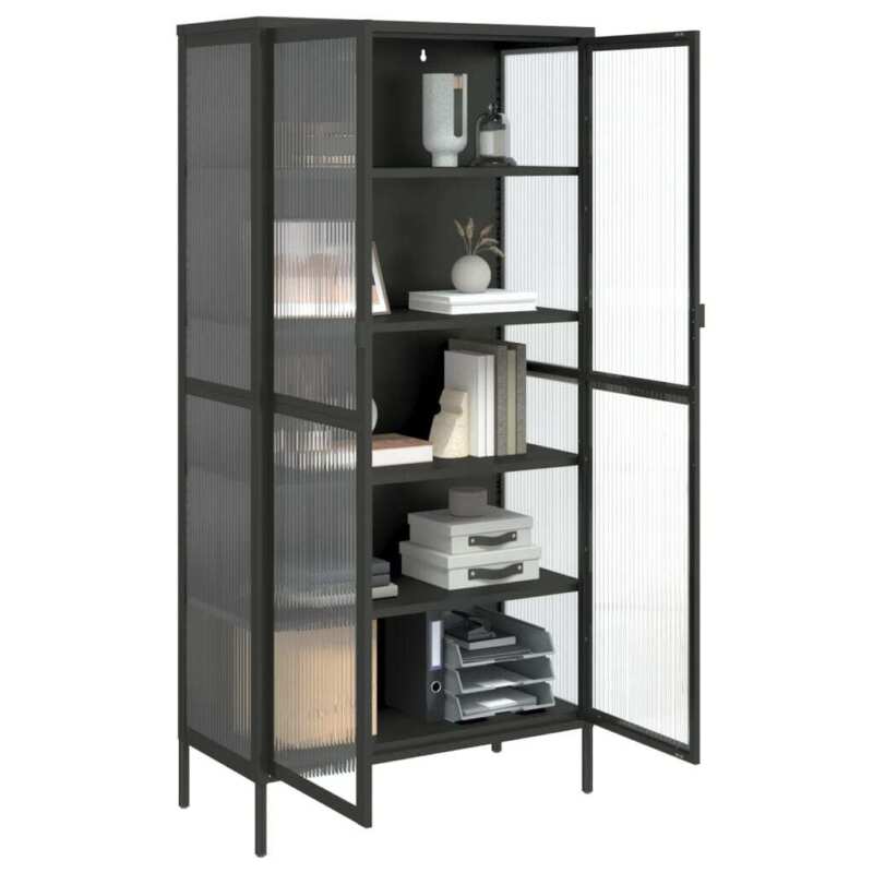 Highboard Black 85x40x180 Glass and Steel G7G8