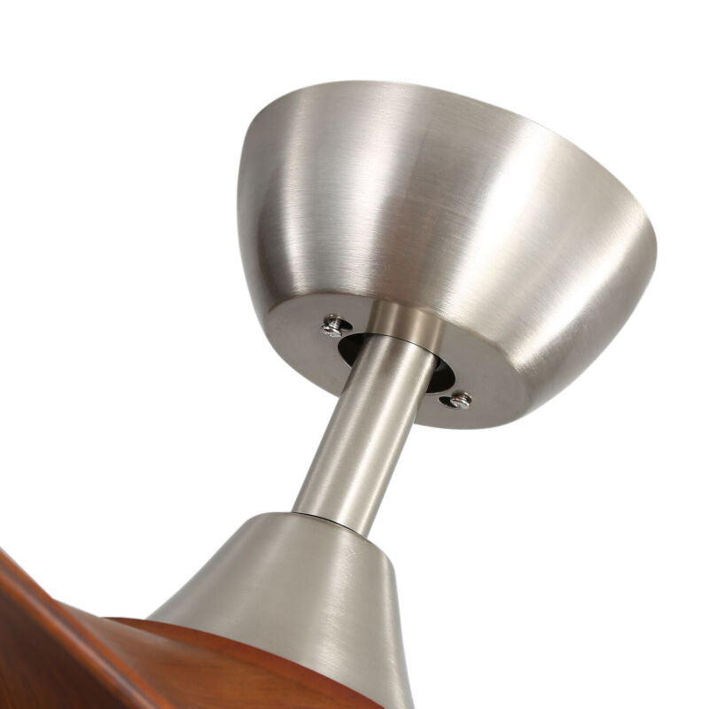 52" Oak Wood Effect Ceiling Fan With 3 Colors Light 6 Fan Speeds Timer w/Remote