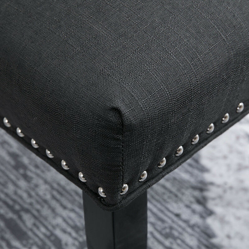 Set of 2 Wing Back Accent Dining Chair Fabric Wood Leg Dining Room Kitchen