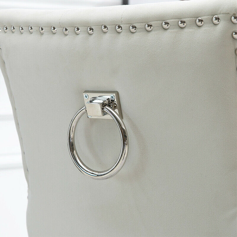 2x Velvet Dining Chairs Button Tufted with Rivets Knocker Lounge Chair Home BN