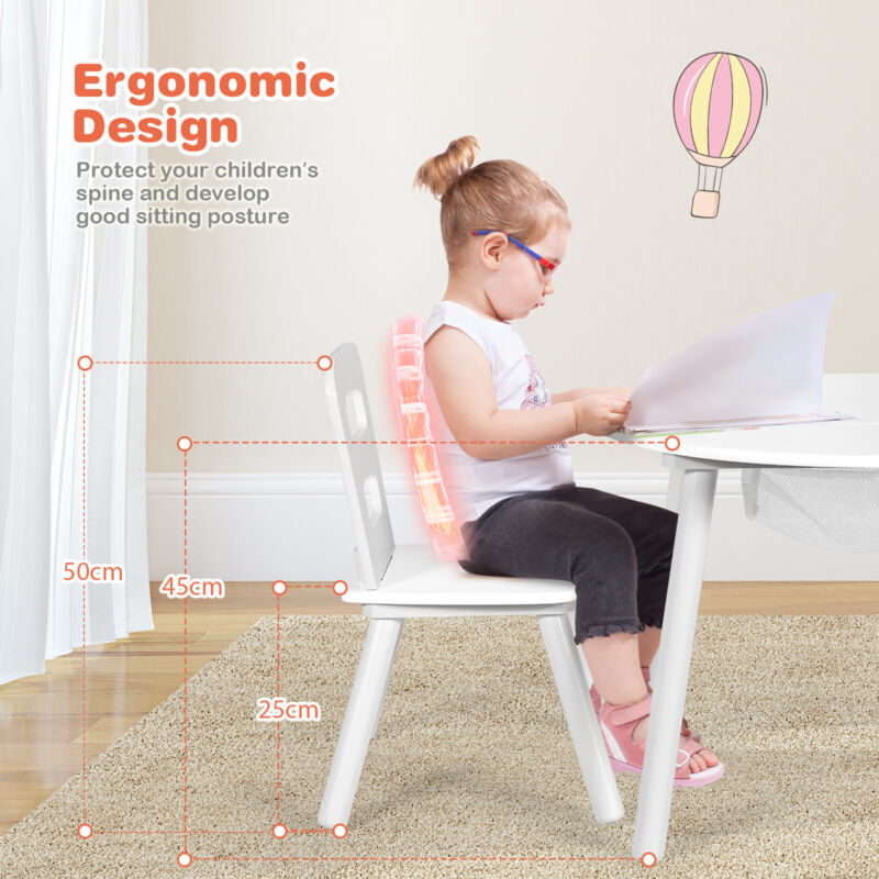 3PCS Kids Table and Chair Set Children Study Drawing Desk W Hidden Me Quildinc