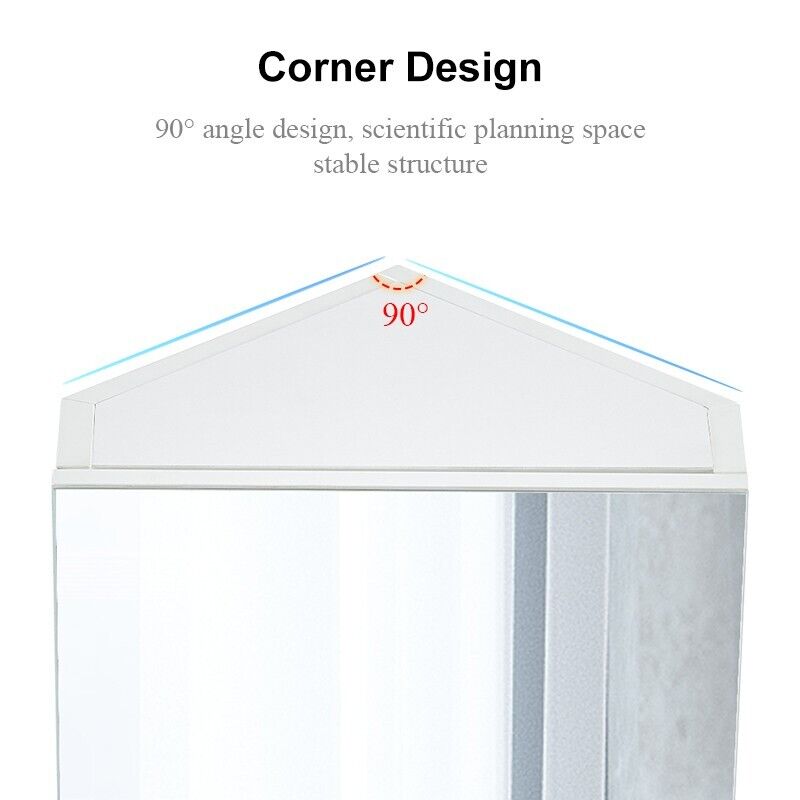 1 Door Mirror Bathroom Cabinet Corner Wall Mounted Storage Cupboard Shelf White