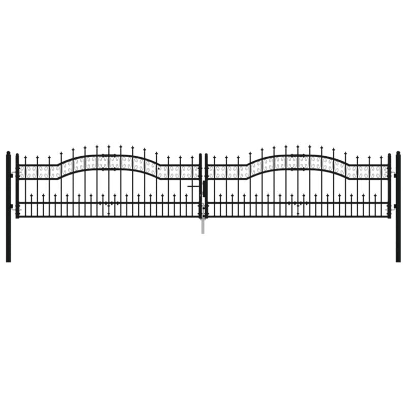 Fence Gate with Spear Black 406x120 -coated Steel R7E9