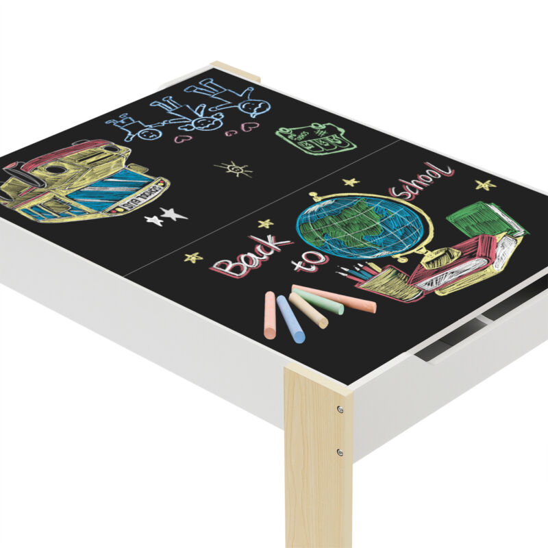 Kids Table and 2 Chairs Set Childrens Activity Storage Table Playroom Furniture