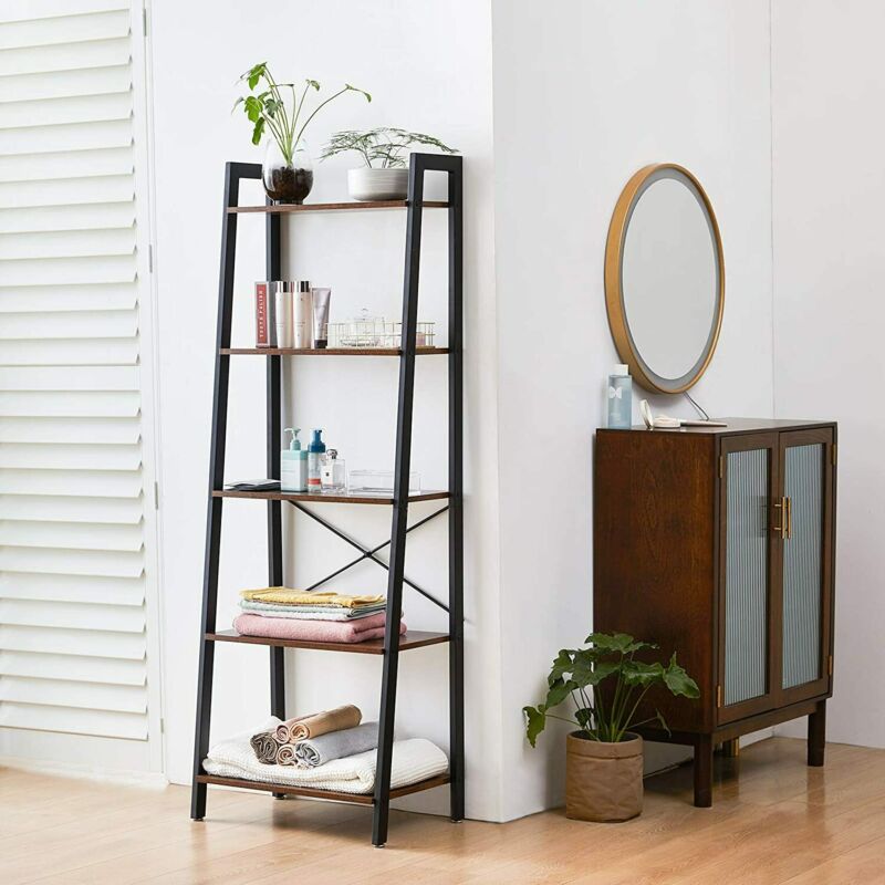 5 Tier Metal Ladder Shelf Shelving Display Rack Plant Stand Storage Shelves Home