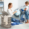 102L Handwoven Laundry Basket Divided Washing Clothes Hamper W/ Removable Liner