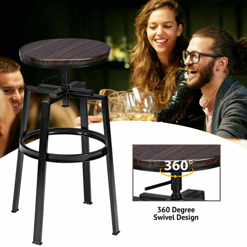 Set of 2 Industrial Bar Stool Pub Swiwal Chairs Kitchen Dining Seat W/ Footrest