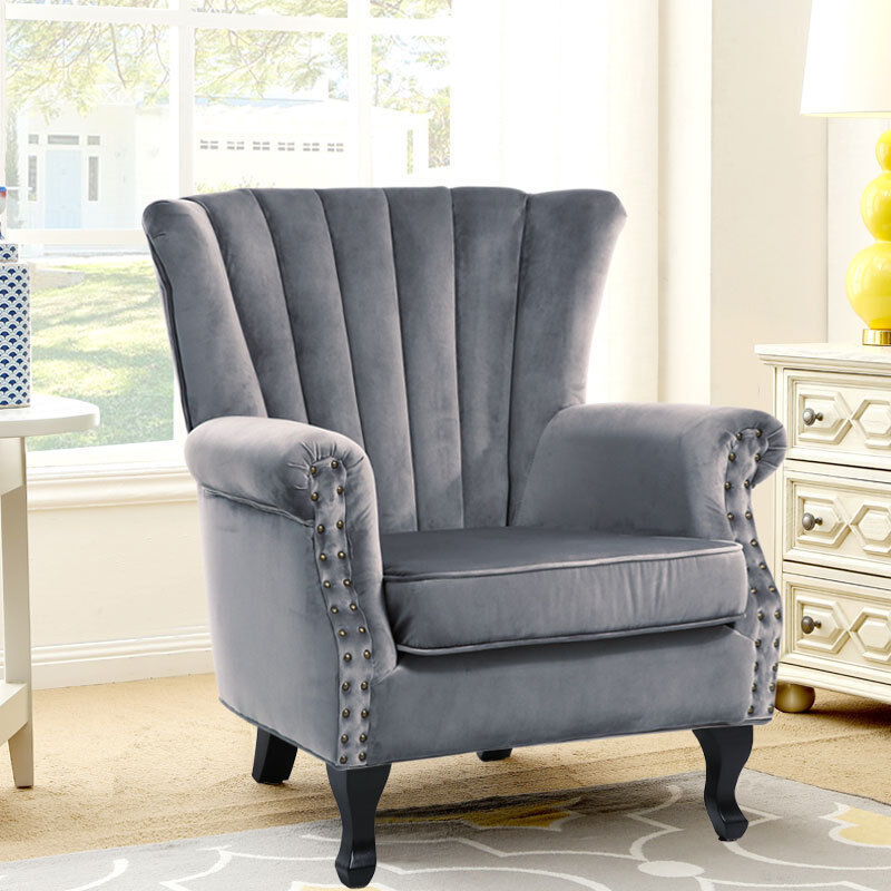 Nailhead store wingback chair