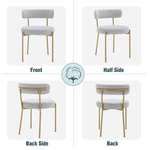 Set of 2 Dining Chairs Upholstered Accent Chairs Kitchen Chairs w/ Metal Legs MR
