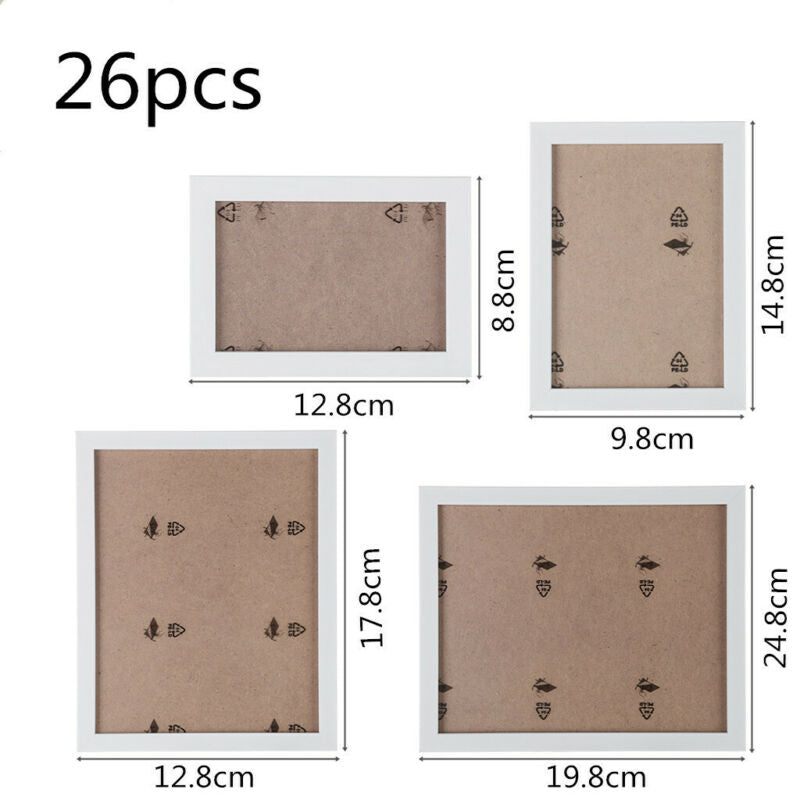 26PC White Wall Mount Photo Frames Multi Picture Wall Set Living Room Home Decor