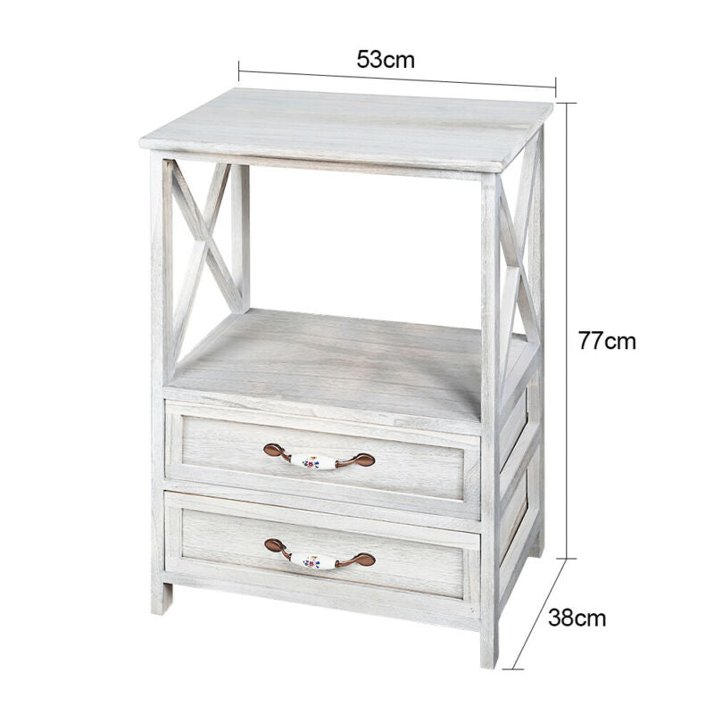 Bedside Table Sofa Side Table Nightstand Storage Cabinet with 2 Drawers Home BN