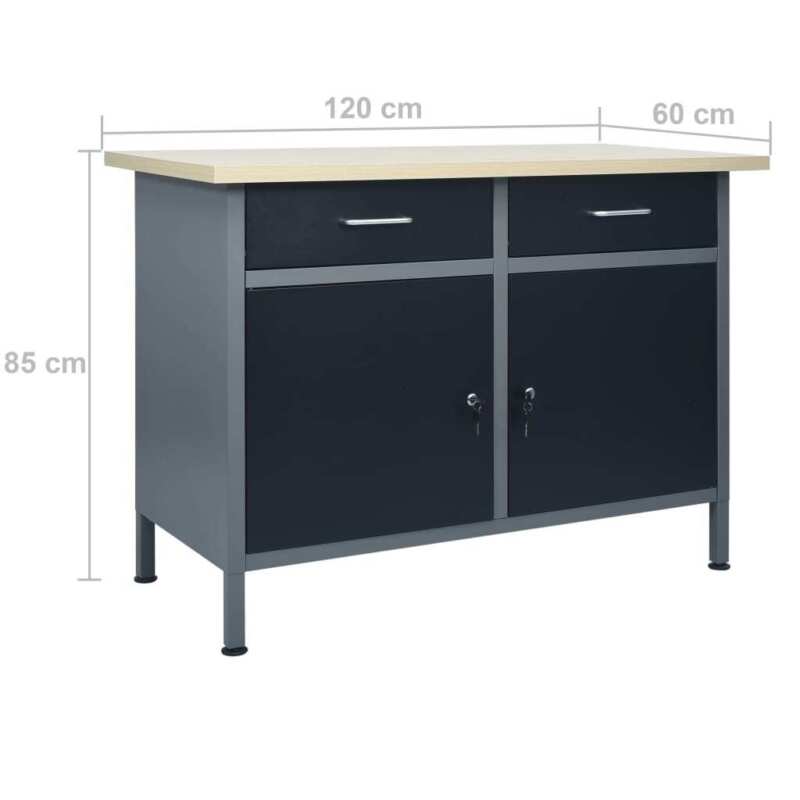 Workbench Black 120x60x85 Steel U5G9