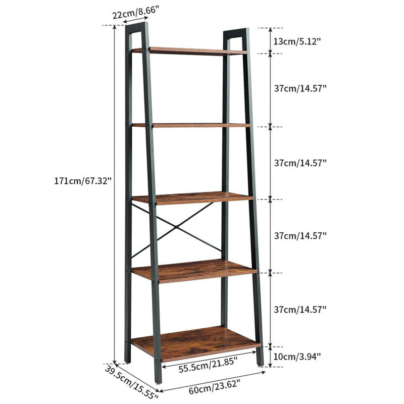 5 Tier Metal Ladder Shelf Shelving Display Rack Plant Stand Storage Shelves Home