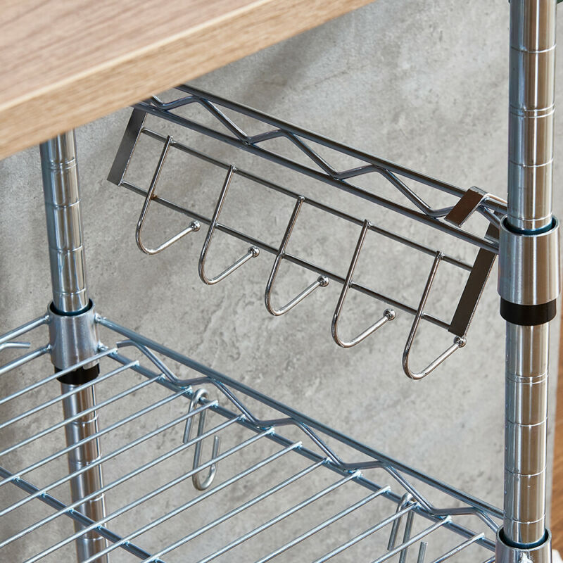 3 Tier Fruit Trolly Basket Rack Vegetable Storage Kitchen Cart with Wheels Home