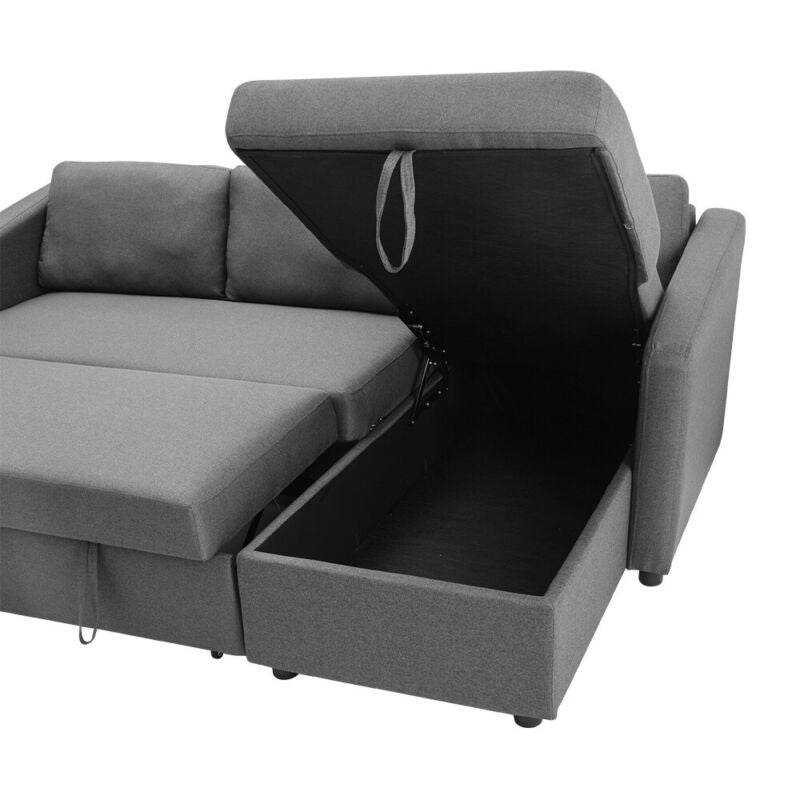 3 Seater Corner Sofa Bed with Storage Left/Right L-Shaped Corners Sleeper Couch