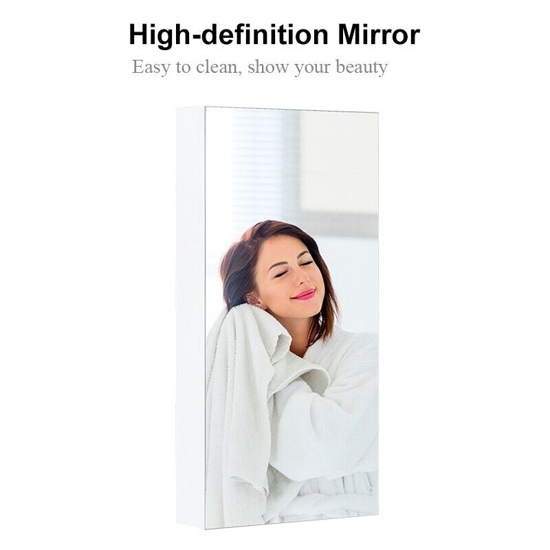 1 Door Mirror Bathroom Cabinet Corner Wall Mounted Storage Cupboard Shelf White