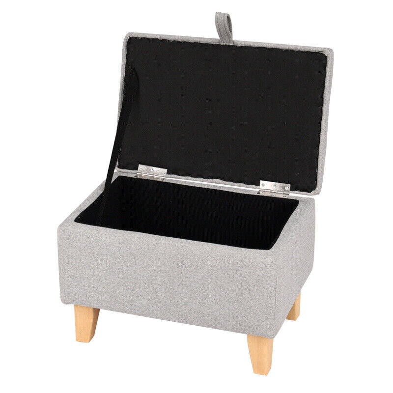 Linen Fabric Storage Ottoman Bench Seat Toy Box Pouffe Stool Bedroom Chair Rest