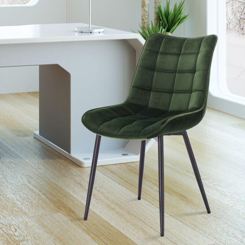 2x Dining Chairs w/ Velvet Padded Metal Legs Kitchen Living Room Lounge Counter