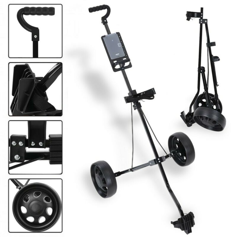 3 Wheel Golf Trolley - Manual Push / Pull Golf Cart Bag Holder Trolley (No Bag)