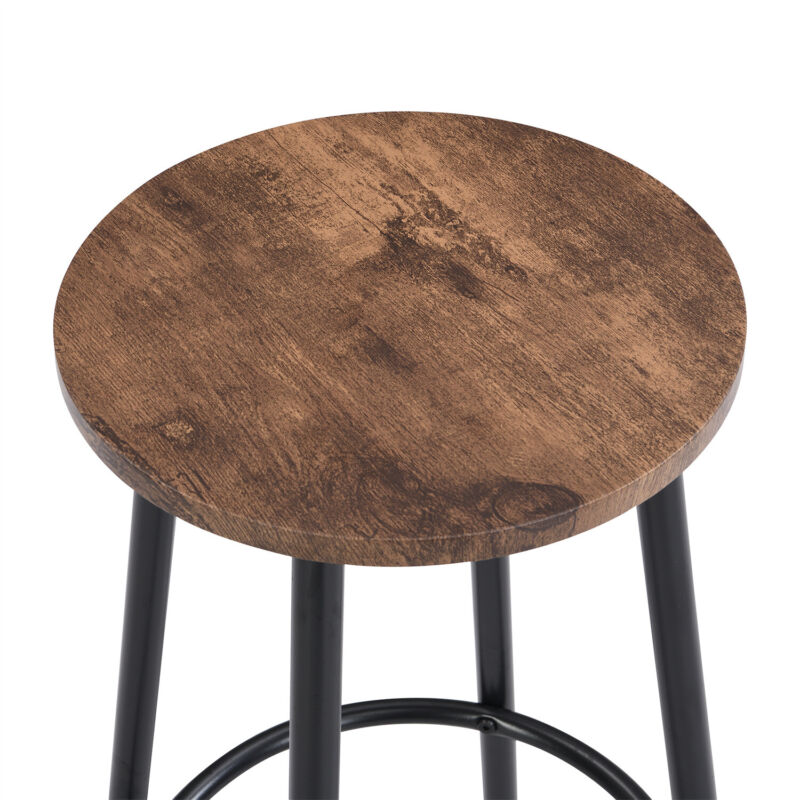 Industrial Bar Table Set with 2 Chairs Dining Set w/ Wine Rack Side Storage MF