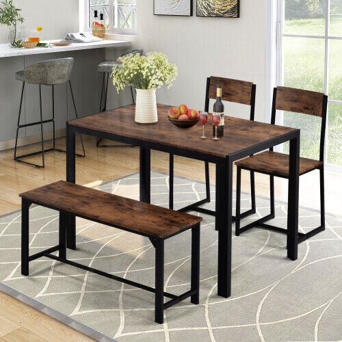 Modern Dining Table Set 4 or 6 Seats Set Metal Frame Kitchen Home Bar MI