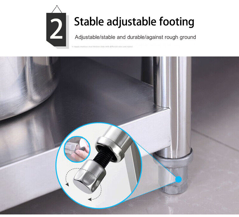 120/150cm Modern Kitchen Storage Rack Display Rack Shelving 304 Stainless Steel