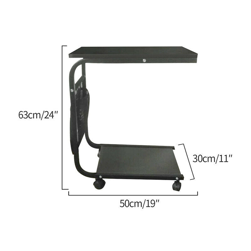 Mobile Sofa Bed Side Table End Table Coffee Tray Book Stand Black Walnut Home BN