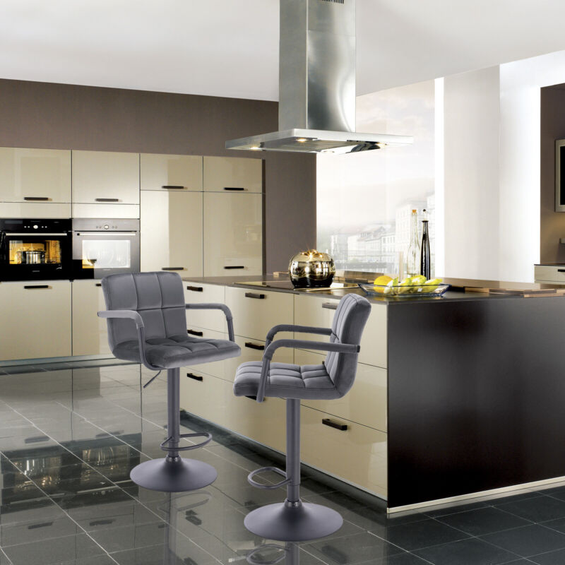 Bar Stools with Back Velvet Padded Stool Swivel Gas Lift Kitchen Breakfast Chair