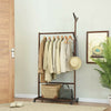 Wooden Clothes Rail Rack Garment Hanging Display Coat Storage Shelf Stand Wheels