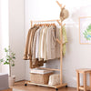 Wooden Clothes Rail Rack Garment Hanging Display Coat Storage Shelf Stand Wheels