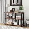 3-Tier Console Table Wodd Sofa Table Steel Frame Industrial Storage Shelf Brown