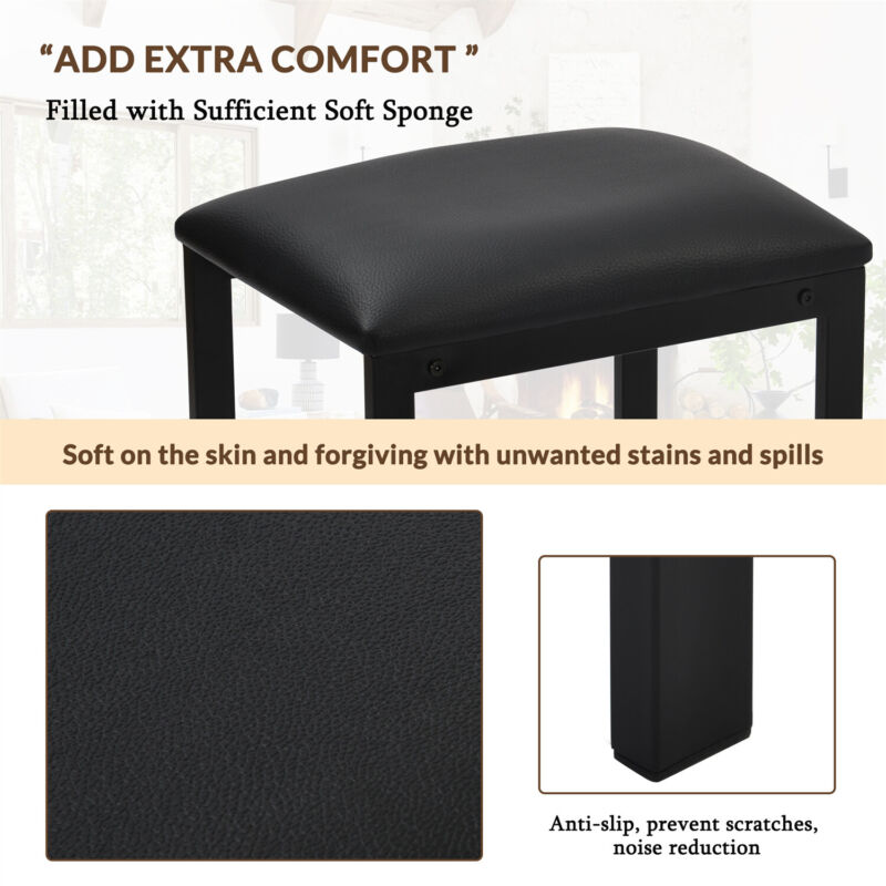 5PCS High Table & Chair Set Bar Kitchen Dining Breakfast Furniture Padded Stools