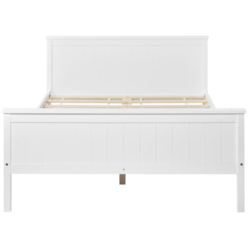 Wooden Bed Frame Solid Pine White Single Double Shaker Style Bedroom Furniture