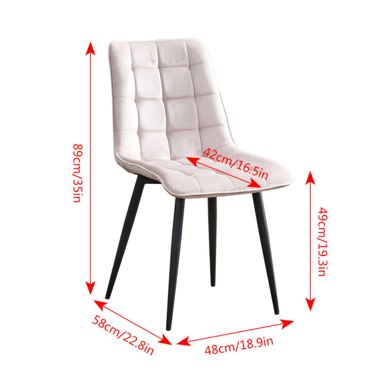Set of 4 Dining Chairs Velvet Upholstered Seat Metal Legs Kitchen Restaurant BN
