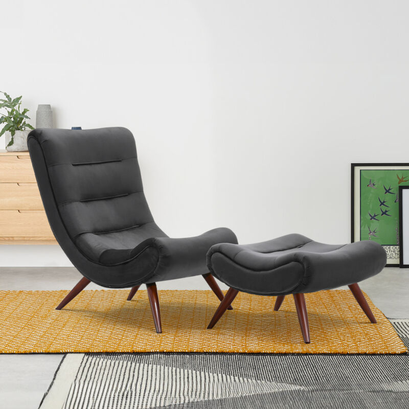 High Back Velvet Armchair Recliner Sofa Sleeping Lounge Chairs