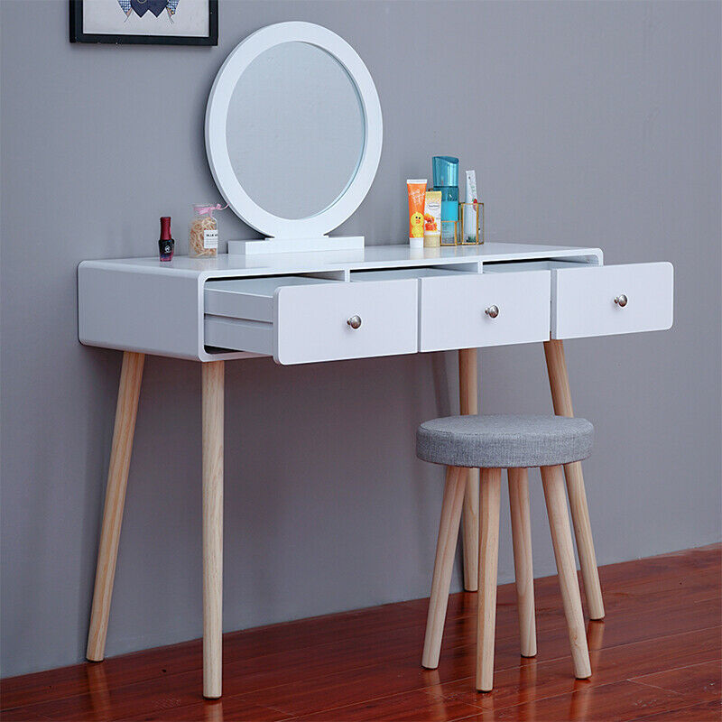 Modern Dressing Table Vanity Table Makeup Desk Dresser Set Home Bedroom Woman BN