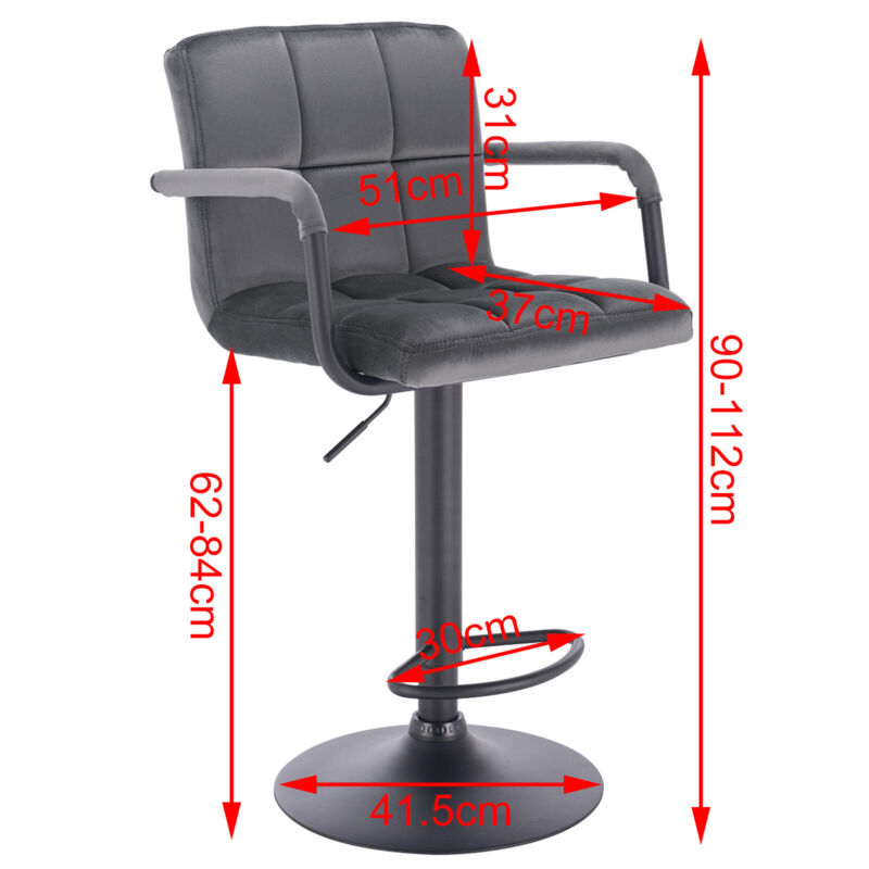 Bar Stools with Back Velvet Padded Stool Swivel Gas Lift Kitchen Breakfast Chair